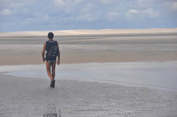 Chegando perto da barra do Guriú com maré baixa, no caminho para Tatajuba - CE